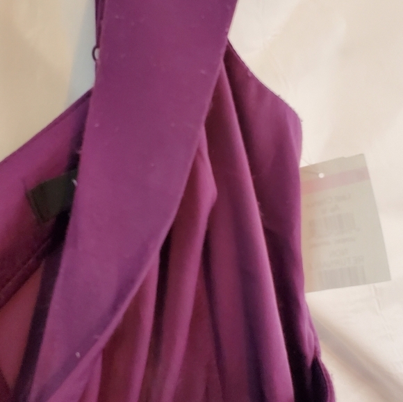 Lulu's Satiny Deep Purple Asymmetrical Dress with Relaxed Bustline in Size Large - Picture 4 of 7